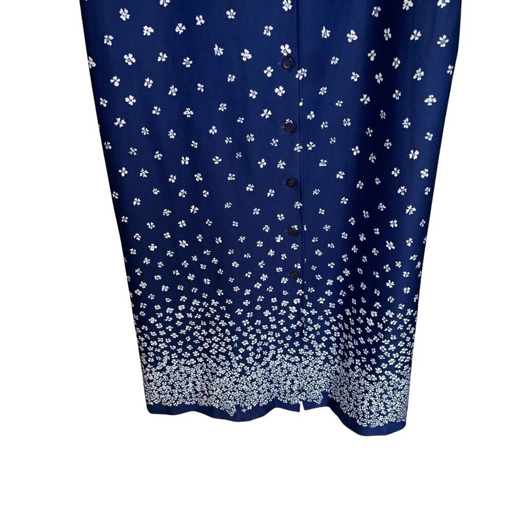 Parade Vintage 1970s Womens Shirt Dress Size Large Blue Floral Maxi Long Sleeve - Picture 9 of 9